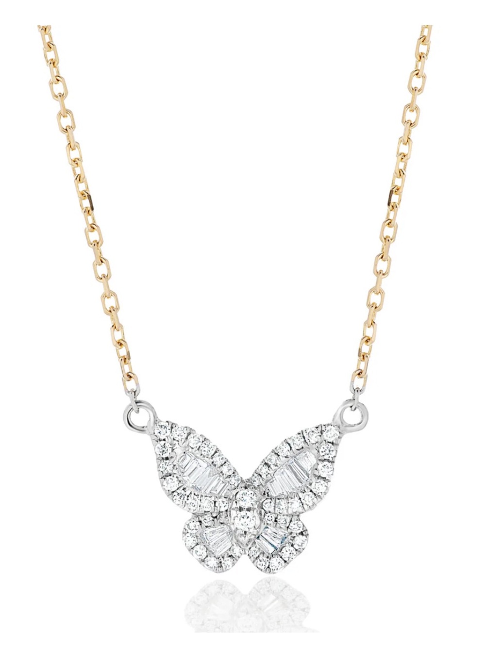 Nicole Rose Jewelry Mini Diamond Two Tone Butterfly Pendant Necklace